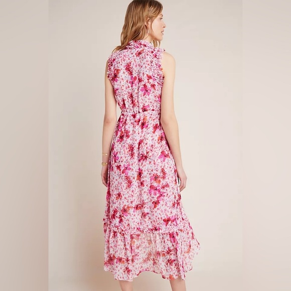 Misa Giselle Ruffled Maxi Dress Pink Floral Bohemian Boho Casual Women’s Small - Picture 2 of 14